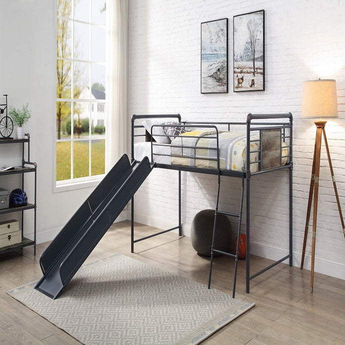 Cordelia Twin Loft Bed with Built-In Desk and Optional Slide - Space-Saving Solution for Kids' Bedrooms