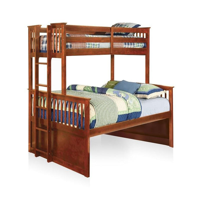 Andris Cottage Solid Wood Twin XL over Queen Bunk Bed in Oak Landhill Beds