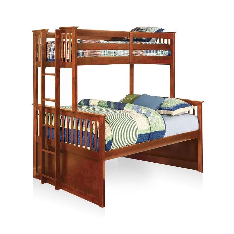 Andris Cottage Solid Wood Twin XL over Queen Bunk Bed in Oak Landhill Beds