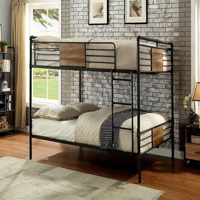 Brantley Bunk Bed in Sandy Black & Dark Bronze Hand-Brushed ACME