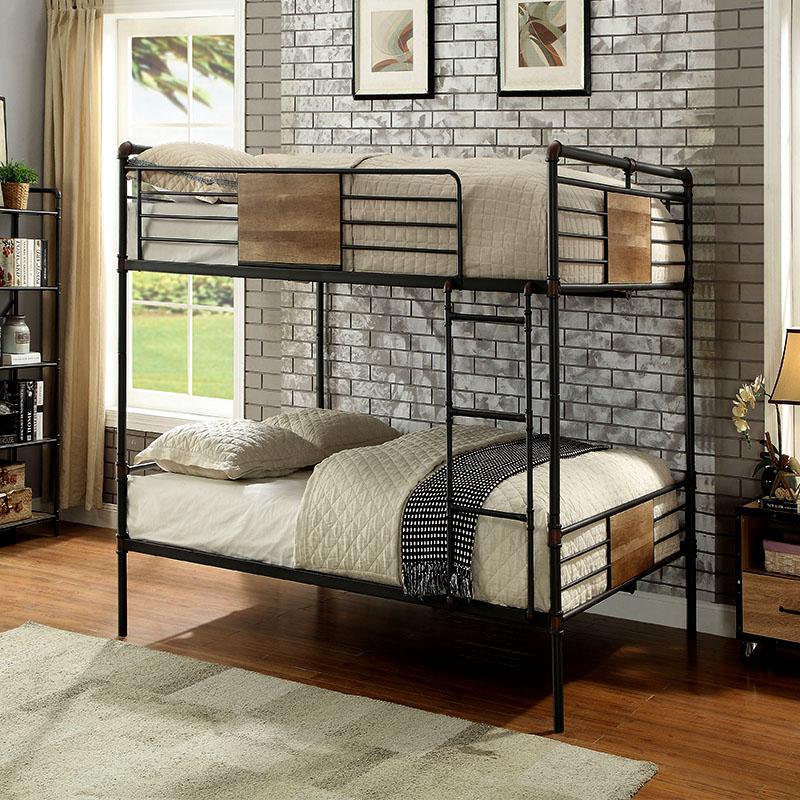 Brantley Bunk Bed in Sandy Black & Dark Bronze Hand-Brushed ACME