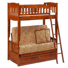 Load image into Gallery viewer, Cinnamon Twin/Full Futon Bunk Bed Night &amp; Day