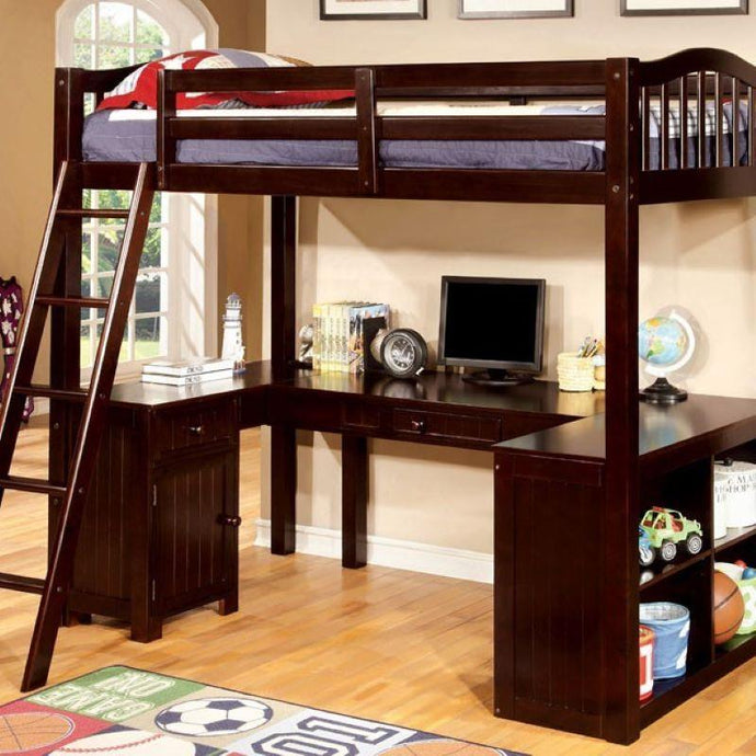 DUTTON Twin/Workstation Loft Bed - Dark Walnut Landhill Beds