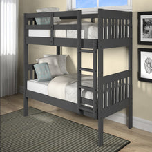 Load image into Gallery viewer, Dayton Twin Over Twin Mission Bunk Bed in Dark Gray Chelsea
