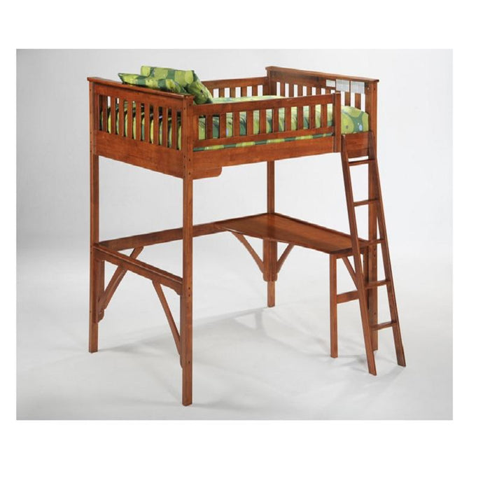 Ginger Full Loft Bed with Desk Night & Day