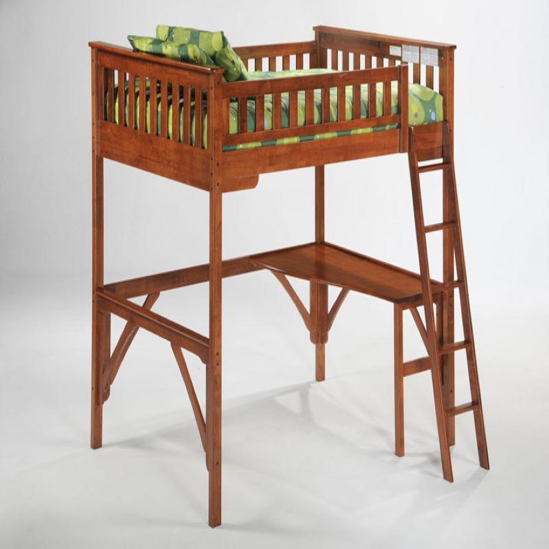 Ginger Full Loft Bed with Desk Night & Day