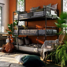 Load image into Gallery viewer, Gorz Industrial Black Twin Metal Triple Bunk Bed Landhill Beds
