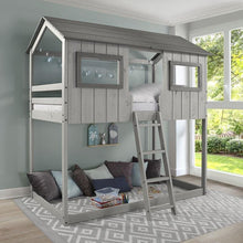Load image into Gallery viewer, Helen Twin Twin Cottage House Bunk Bed in Rustic Grey Chelsea