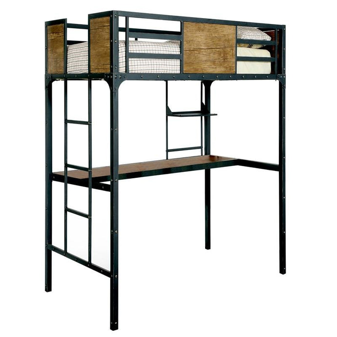 Idella Industrial Metal Loft Bed Furniture of America