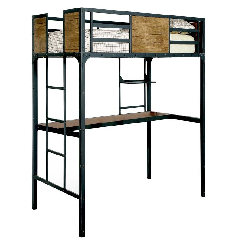 Idella Industrial Metal Loft Bed Furniture of America