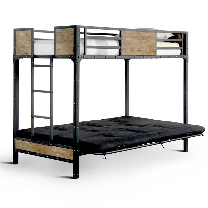 Idella Industrial Metal Loft Bed with Futon Base Landhill Beds