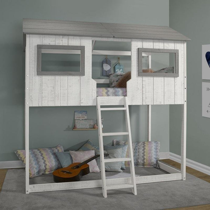 Isabella Twin Twin Cottage House Bunk Bed Rustic White Chelsea