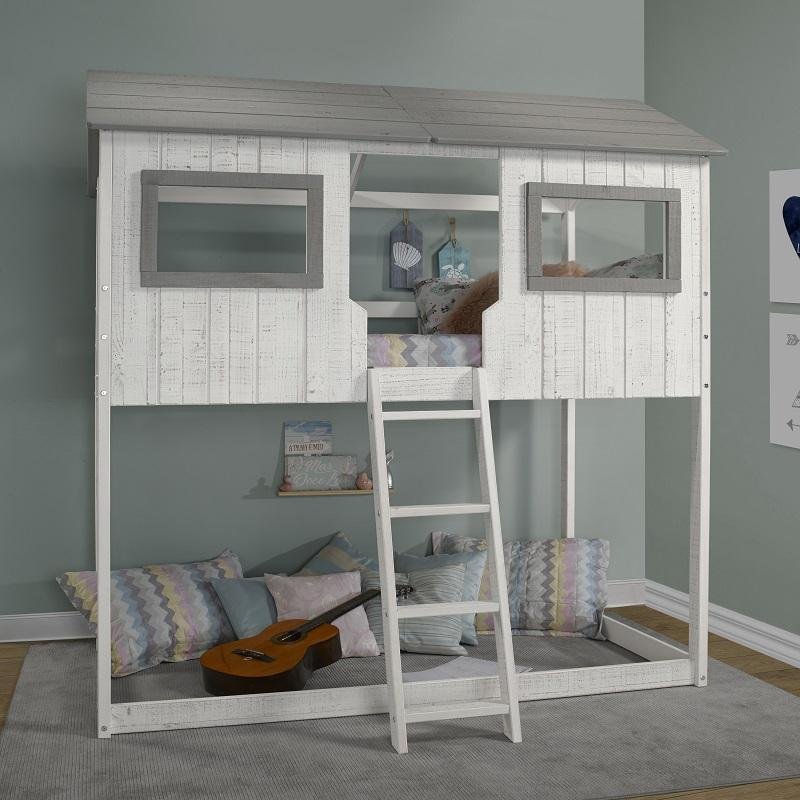Isabella Twin Twin Cottage House Bunk Bed Rustic White Chelsea