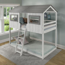 Load image into Gallery viewer, Isabella Twin Twin Cottage House Bunk Bed Rustic White Chelsea
