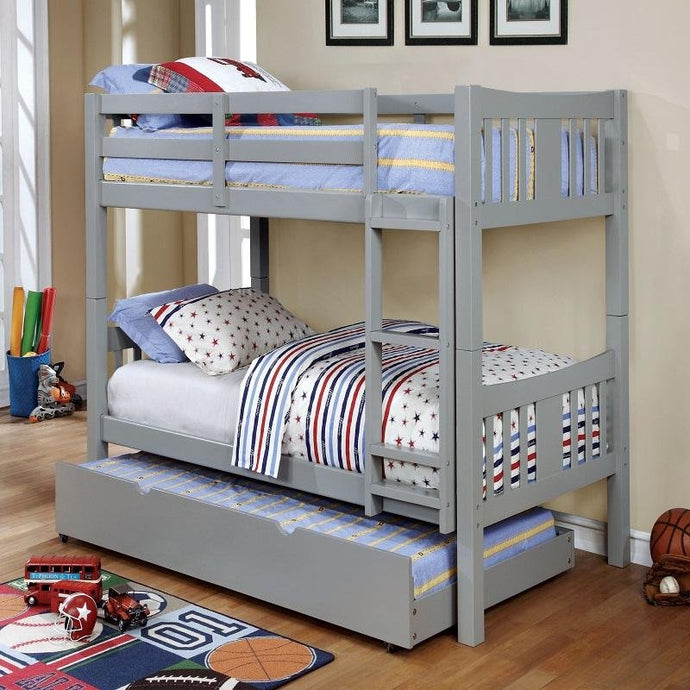 Khanjari Transitional Solid Wood Twin over Twin Bunk Bed Furniture of America