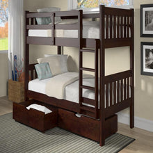 Load image into Gallery viewer, Masion Twin Over Twin Mission Bunk Bed in Chocolate Chelsea