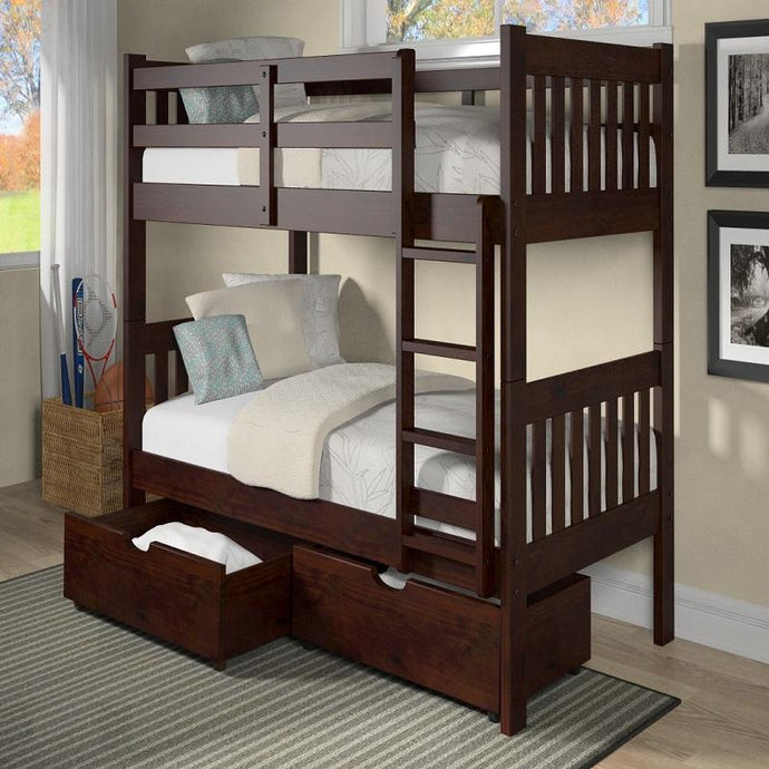 Masion Twin Over Twin Mission Bunk Bed in Chocolate Chelsea