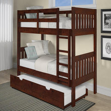 Load image into Gallery viewer, Masion Twin Over Twin Mission Bunk Bed in Chocolate Chelsea