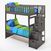 Load image into Gallery viewer, Peppermint Twin/Full Bed with Stair Bunk Night &amp; Day