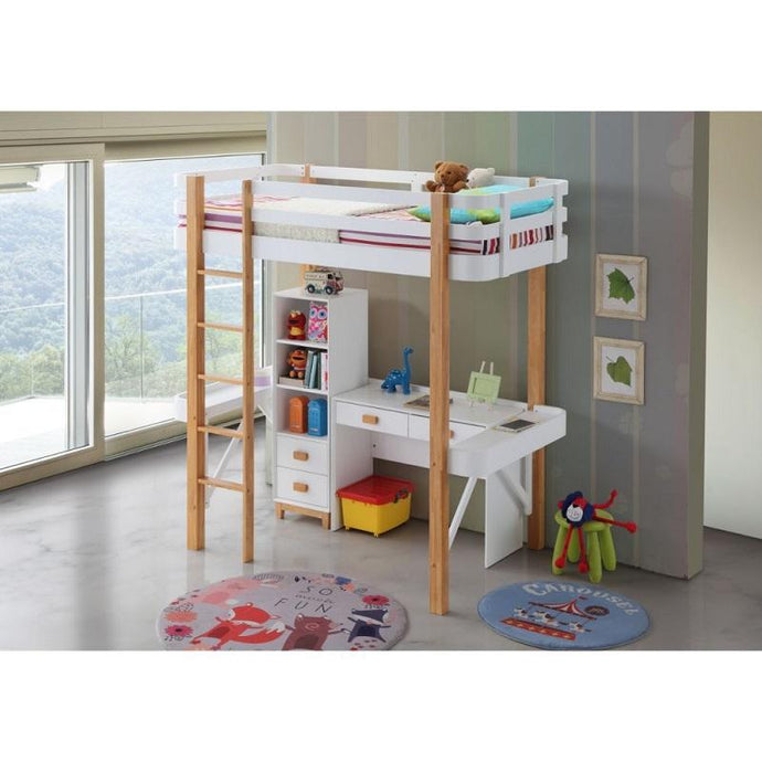 Rutherford Loft Bed in White & Natural ACME