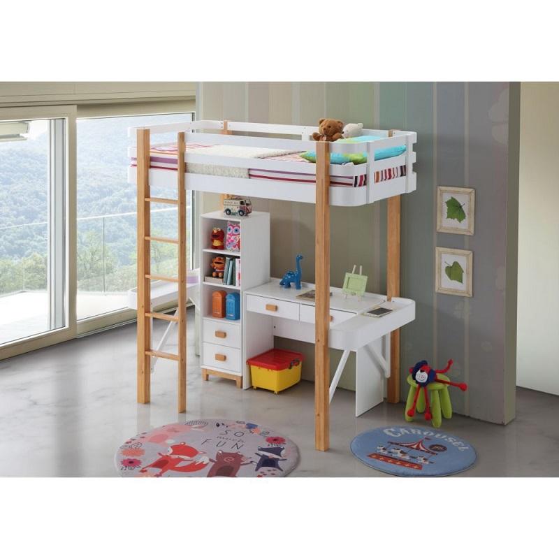 Rutherford Loft Bed in White & Natural ACME