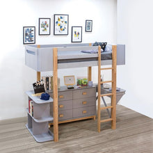 Load image into Gallery viewer, Saiyan Loft Bed w/Desk &amp; Bookshelf in Gray &amp; Natural ACME
