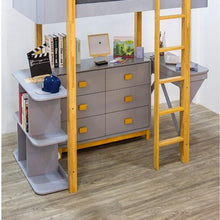 Load image into Gallery viewer, Saiyan Loft Bed w/Desk &amp; Bookshelf in Gray &amp; Natural ACME