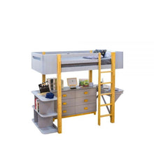 Load image into Gallery viewer, Saiyan Loft Bed w/Desk &amp; Bookshelf in Gray &amp; Natural ACME