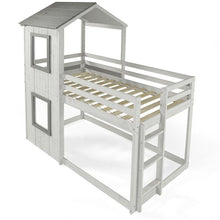 Load image into Gallery viewer, Sarah Twin/Twin House Bunk Bed in Rustic White Chelsea